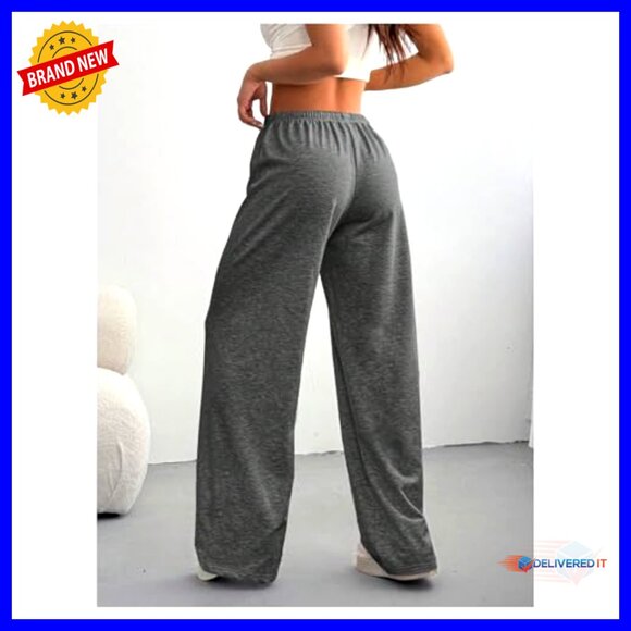 Baggy Sweatpants Drawstring Waist Wide Leg Loose Fit Casual Active Pants - Picture 2 of 5